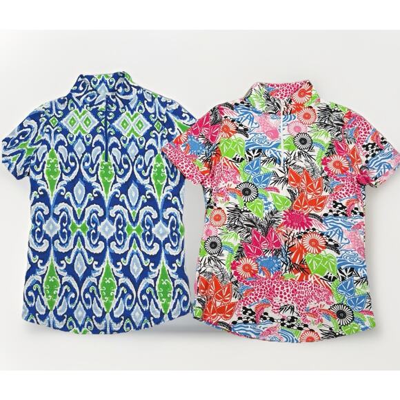 IBKUL LOT Of 2 Tops Womens Size S Floral 1/4 Zip UPF +50 Golf Tennis Pickleball - Picture 1 of 7